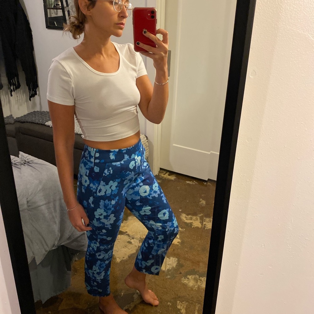 j. crew floral chinos